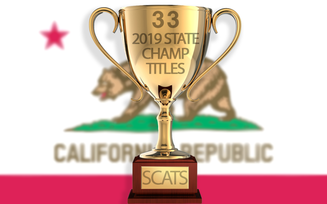 2019 State Champ Trophy with CA Flag